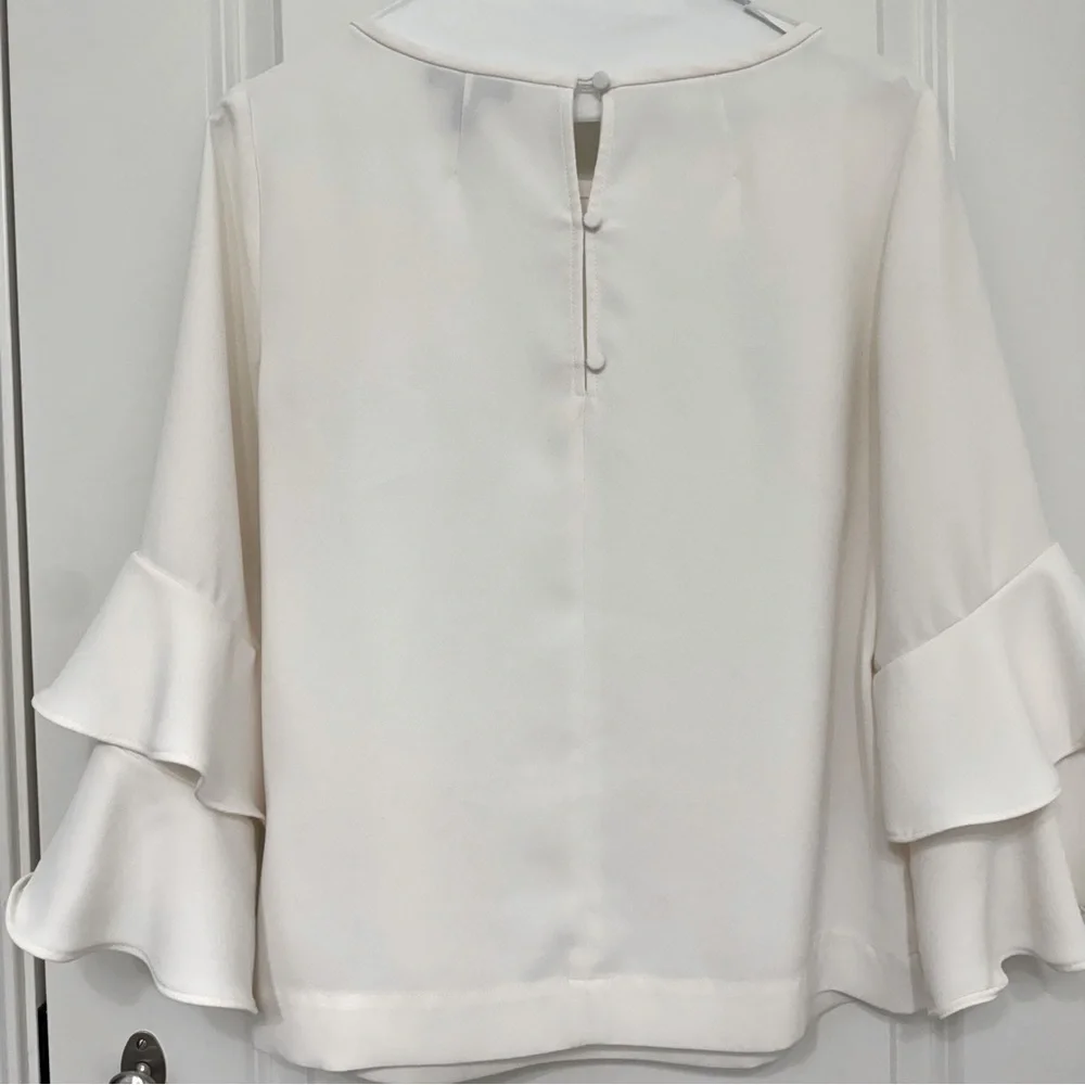 J. Crew Tiered bell-sleeve top in drapey crepe Ivory 2